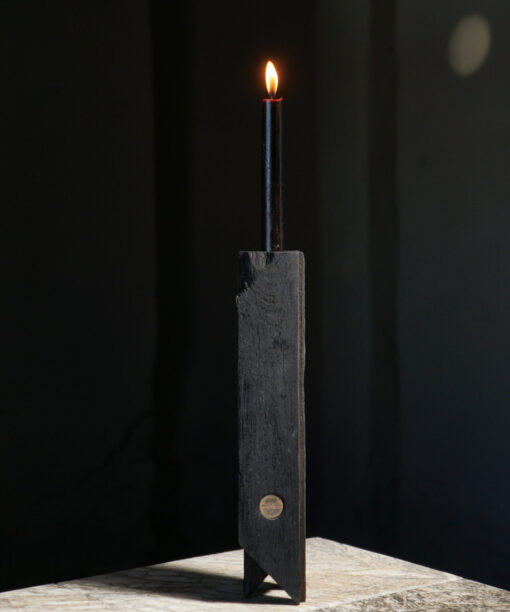 Підсвічник Чорний Оскар з спаленою текстурою паркету Чорний Rsr_candle0004